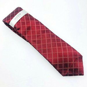 Alfani Belbrook Grid Silk Red Skinny Neck Tie